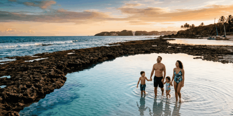 Mar calmo, faixa de areia sem lama e vento fresco no fim da tarde: a praia do Nordeste que atrai famílias cansadas de destinos com água agitada e muvuca