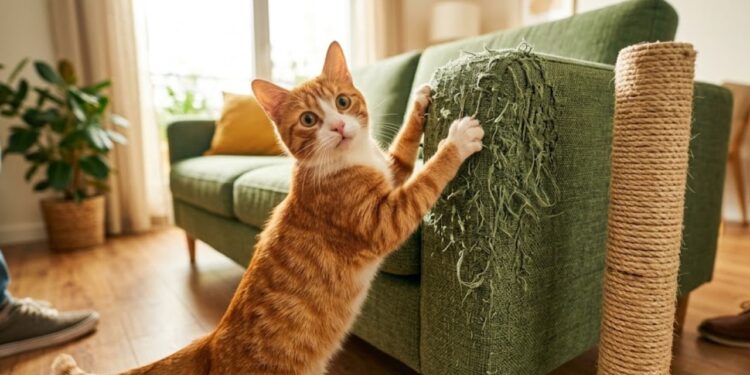 O seu sofá está todo desfiado? Veja como redirecionar o instinto do seu gato sem estressar o animal