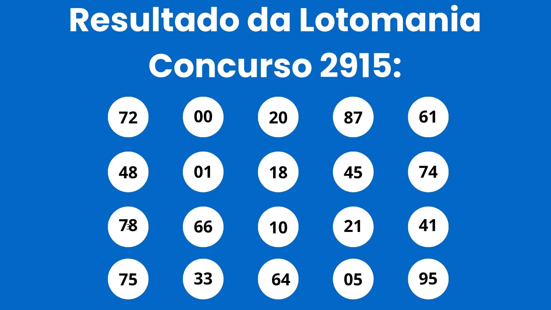 Resultado da Lotomania: veja números e ganhadores do concurso 2915 (quarta, 22/04) e como resgatar