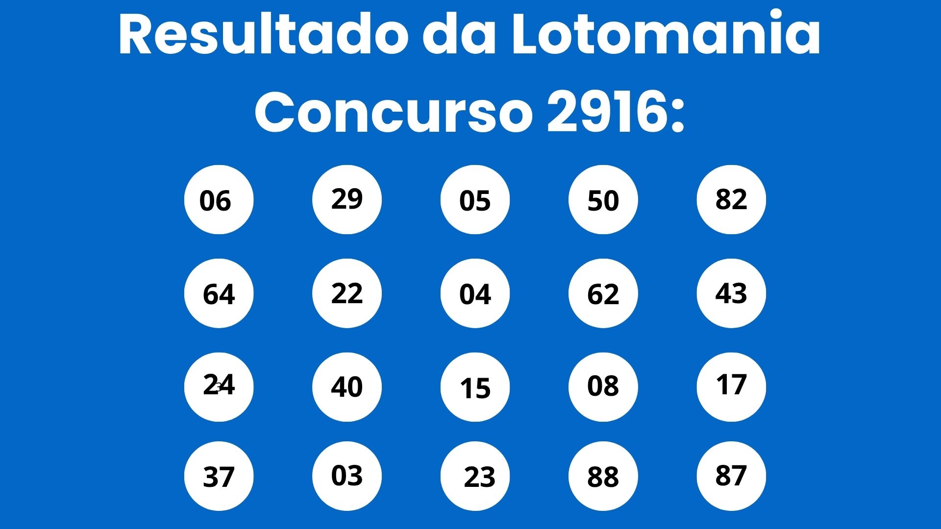 Resultado da Lotomania: veja números e ganhadores do concurso 2916 (sexta, 23/04) e como resgatar