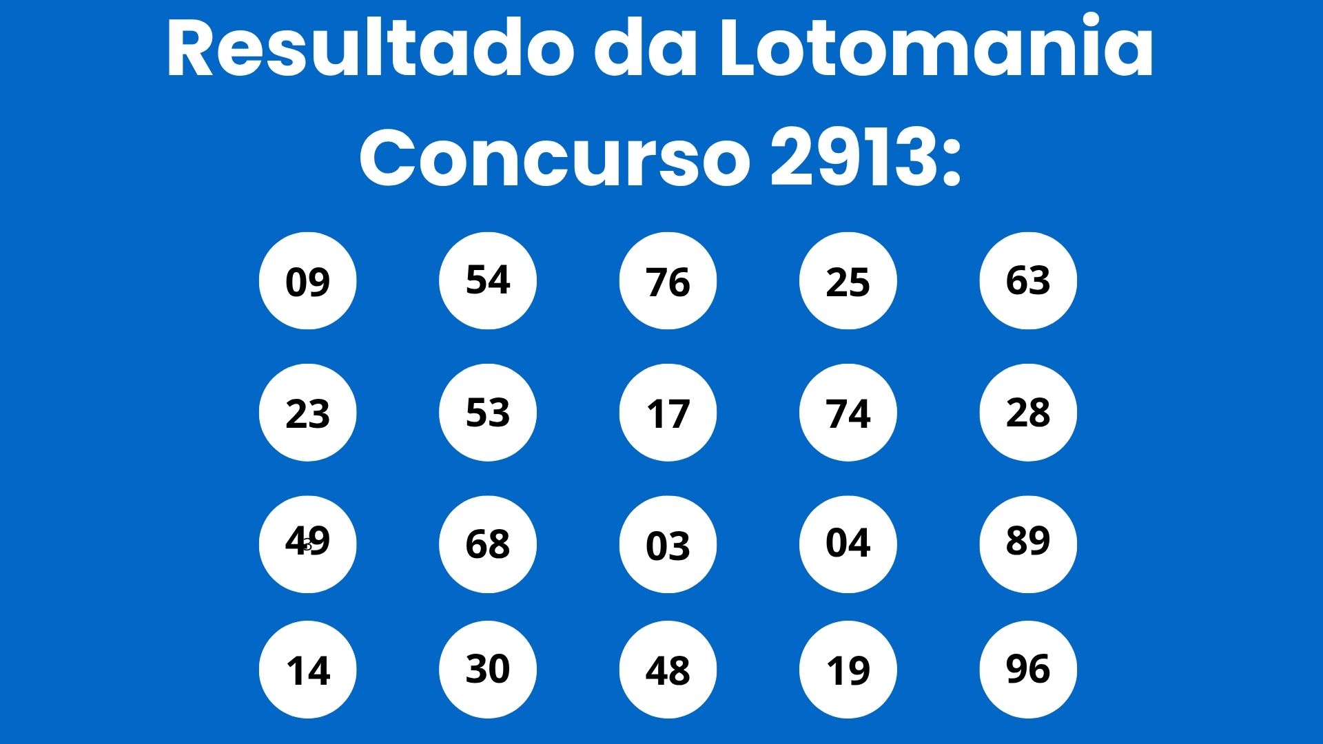 Resultado da Resultado da Lotomania: veja números e ganhadores do concurso 2913 (sexta, 17/04) e como resgatar