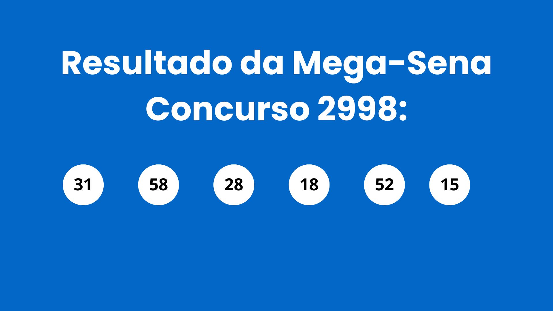 Resultado da Mega-Sena: veja números e ganhadores do concurso 2.998 (sábado,18/04) e como resgatar