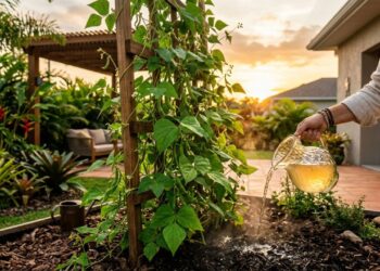 Os feijões germinam como fermento: ao umedecer a terra, use a água sem sal que sobrou do cozimento de vegetais