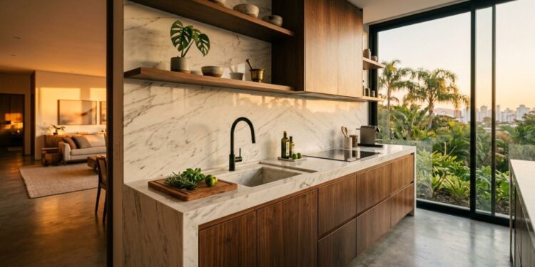 Adeus azulejos na cozinha: esta nova tendência de backsplash contínuo mostra o futuro das cozinhas brasileiras