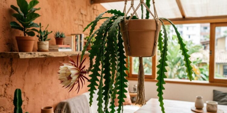 Para o cacto de formato de serrote durar anos: o macete não é regar muito, mas esperar ele dar uma incrível e rápida flor noturna