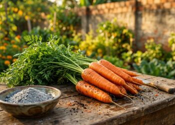 As cenouras germinam como fermento: ao plantá-las no buraco, adicione uma colher de sopa de cinza de lenha para adoçar a terra