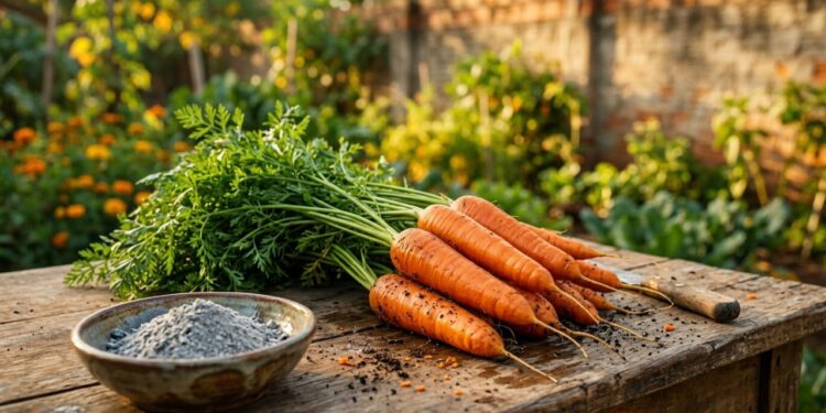 As cenouras germinam como fermento: ao plantá-las no buraco, adicione uma colher de sopa de cinza de lenha para adoçar a terra