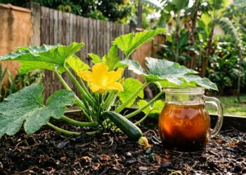 As abobrinhas crescem como fermento: ao plantá-las no buraco, adicione uma colher de sopa de infusão de húmus de minhoca