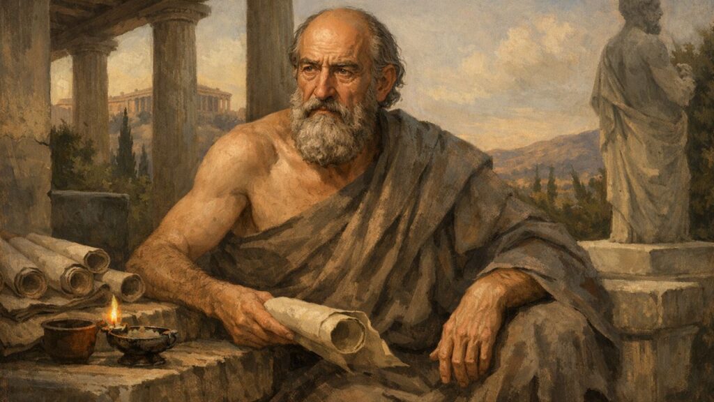 Zenão de Cítio, fundador do estoicismo e pensador ético: "A felicidade é uma boa corrente de vida."