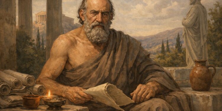 Zenão de Cítio, fundador do estoicismo e pensador ético: "A felicidade é uma boa corrente de vida."