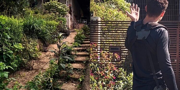 Jovem se oferece para transformar pátio esquecido e emociona moradora