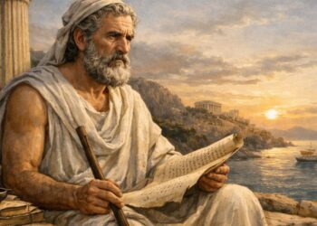 Parmênides, filósofo pré-socrático e defensor do ser imutável: "O ser é, e o não-ser não é."