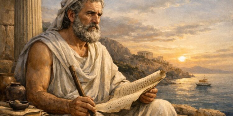 Parmênides, filósofo pré-socrático e defensor do ser imutável: "O ser é, e o não-ser não é."