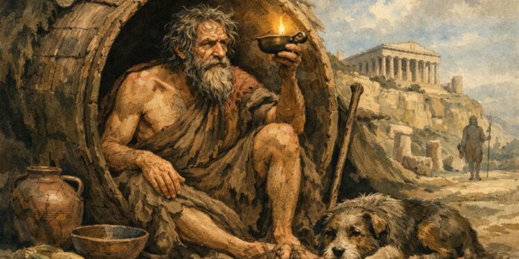 Diógenes de Sinope, filósofo cínico e crítico social: "Quanto mais conheço os homens, mais gosto dos cães."