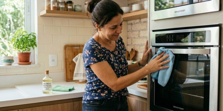 Esfregar óleo de bebê nos eletrodomésticos de inox: um truque inteligente para criar uma película anti-dedadas