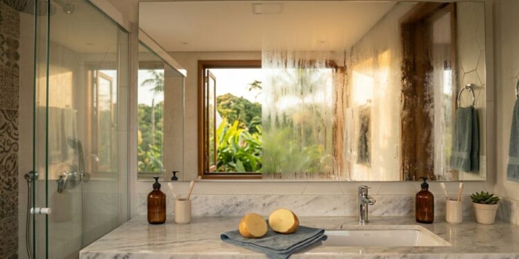 Passar uma batata crua cortada ao meio no espelho manchado: para que serve e por que recomendam