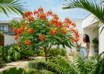 A árvore que virou a favorita de quem tem pouco espaço porque entrega a mesma beleza do flamboyant gigante sem destruir o muro