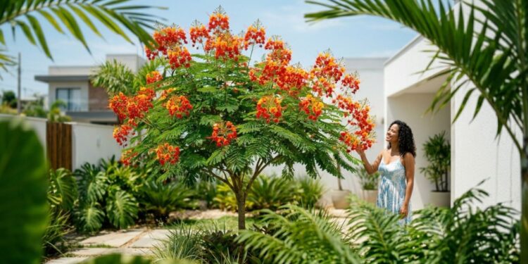 A árvore que virou a favorita de quem tem pouco espaço porque entrega a mesma beleza do flamboyant gigante sem destruir o muro