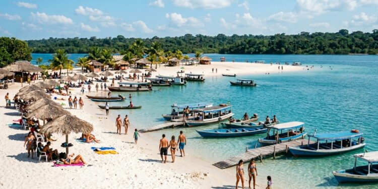 Eleita pelo The Guardian a praia de água doce mais bonita do mundo: essa vila amazônica tem areias brancas e águas azul-turquesa