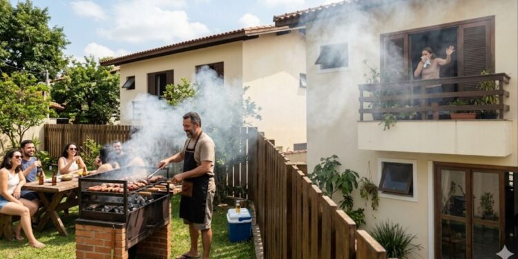 O que diz a lei sobre fazer churrasqueira perto do muro e jogar fumaça para o vizinho