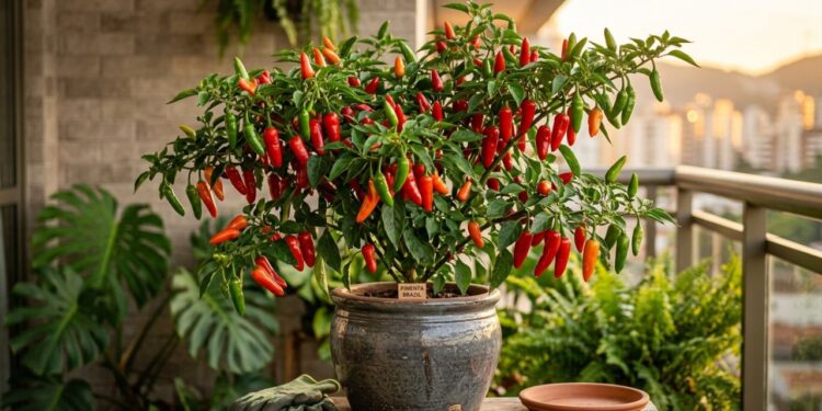 Como podar a pimenteira para obter mais frutos fazendo a "poda de beliscão" no topo da planta jovem