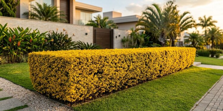 Como podar o pingo-de-ouro para obter uma cerca viva mais densa e amarelada sob a luz do sol