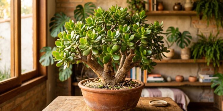 Para a árvore da prosperidade durar anos: o macete não é podar constantemente, mas usar uma terra bem arenosa que não segura umidade nas raízes