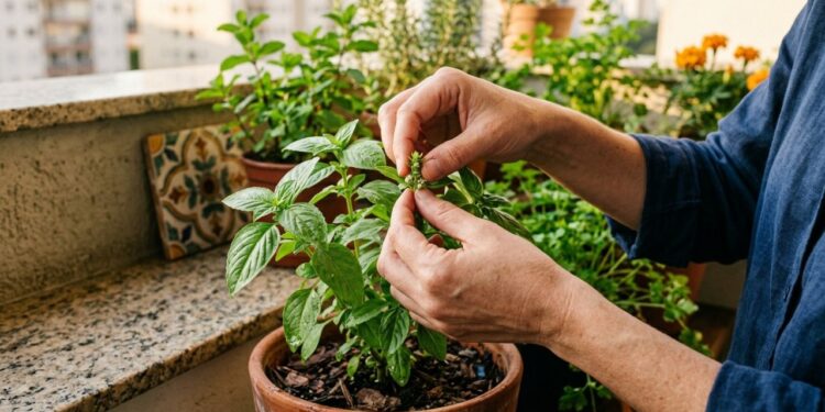 Como podar o manjericão para obter mais folhas cortando as pontas assim que as primeiras flores começarem a nascer