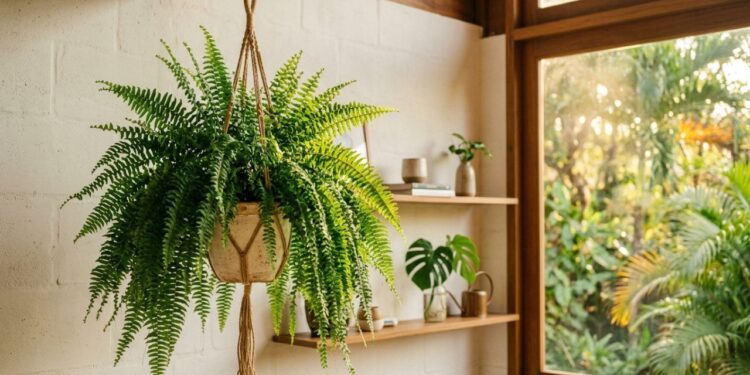 Como podar sua samambaia para obter mais brotos verdes cortando as hastes secas rente à base da terra