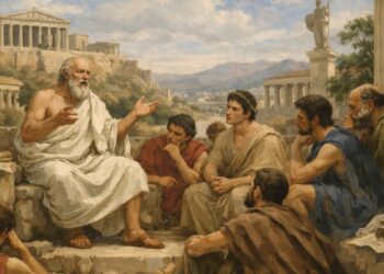 Sócrates, filósofo grego (470–399 a.C.), conhecido por seu método de questionamento crítico: “Só sei que nada sei.”