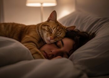Seu gato dormindo na sua cabeça: não é apenas um sinal de aconchego, mas também de uma profunda necessidade