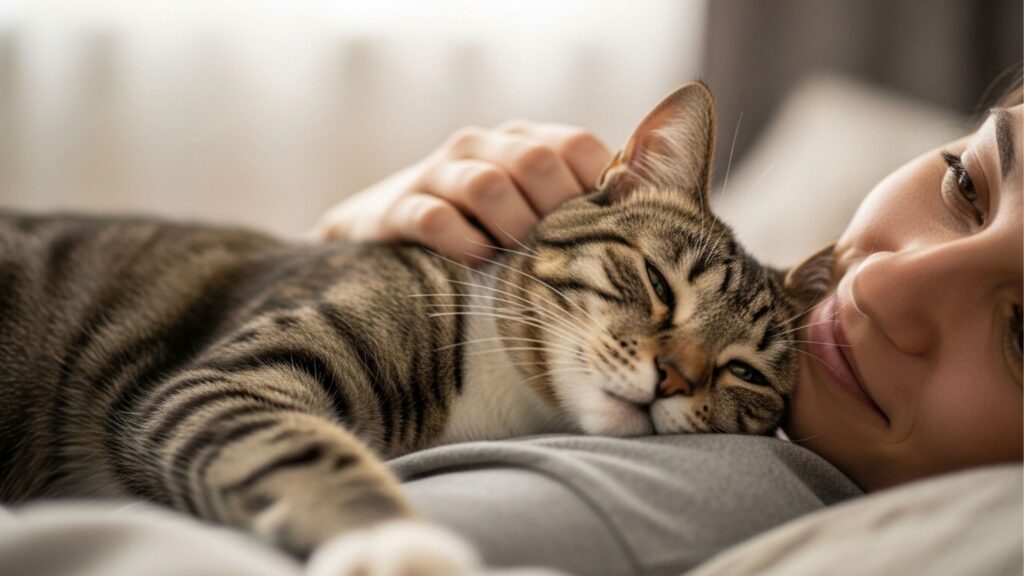 Seu gato dormindo na sua cabeça: não é apenas um sinal de aconchego, mas também de uma profunda necessidade