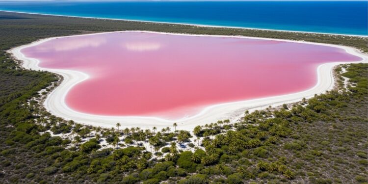 Com águas cristalinas e coloração intensa, cientistas explicam por que o lago tem um tom rosa que impressiona o mundo