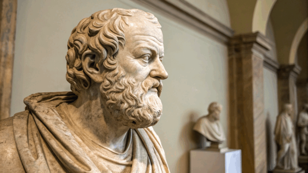 Demócrito, filósofo atomista e materialista: "A felicidade reside na serenidade da alma."