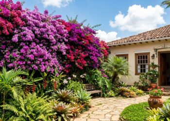 A planta trepadeira que floresce o ano todo e cresce perfeitamente em muros e cercas