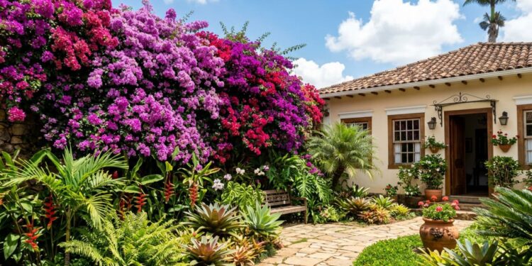 A planta trepadeira que floresce o ano todo e cresce perfeitamente em muros e cercas