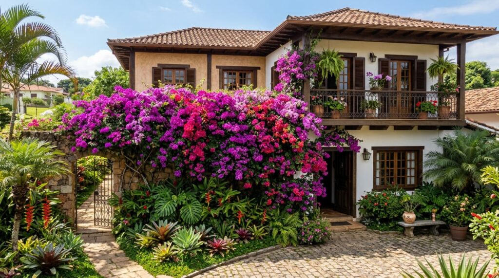 A planta trepadeira que floresce o ano todo e cresce perfeitamente em muros e cercas