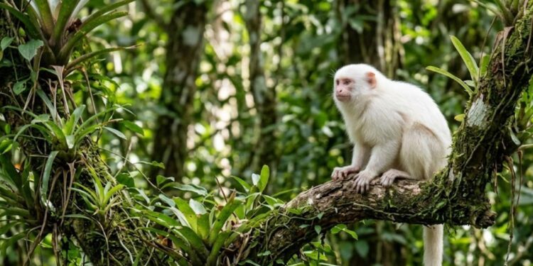 Primeiro registro mundial de um sauá albino é documentado em Minas Gerais