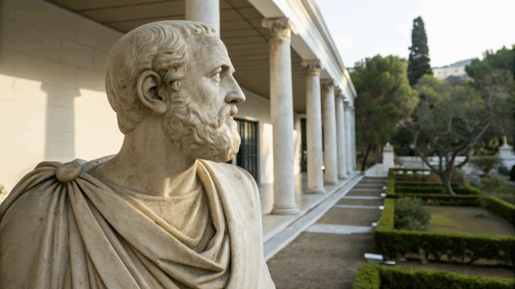 Parmênides, filósofo pré-socrático e defensor do ser imutável: "O ser é, e o não-ser não é."