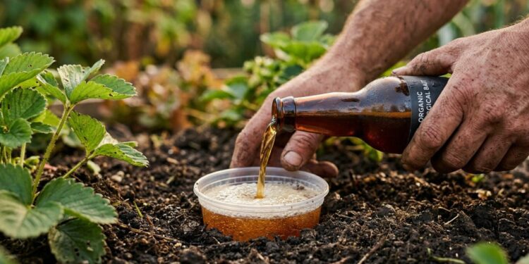 Como afastar caramujos dos morangueiros em menos de um minuto: truque caseiro eficaz enterrando um potinho raso com um pouco de cerveja no nível da terra