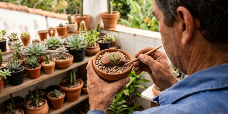A suculenta pedra-viva que não precisa de regas frequentes e tem impressionado as visitas ao se camuflar perfeitamente no meio do cascalho branco do vaso