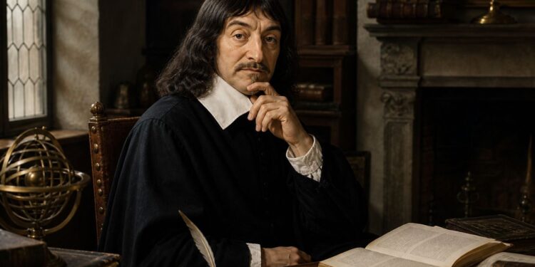 René Descartes, pai do racionalismo moderno e precursor da filosofia moderna: “Penso, logo existo”