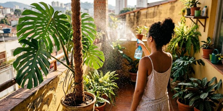 Para a costela-de-adão durar anos: o macete não é usar vasos muito fundos, mas fincar um tutor de fibra de coco umedecido para suas raízes aéreas abraçarem