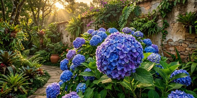 Como podar a hortênsia para obter floradas gigantes preservando a base lenhosa e podando apenas as pontas verdes que já deram flor na temporada anterior