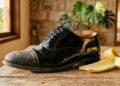 Esfregar a parte interna da casca de banana em sapatos de couro escuro: um truque inteligente para um brilho instantâneo