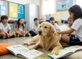 Durante atividade escolar, golden retriever percebe menino triste e cena emociona alunos e professores