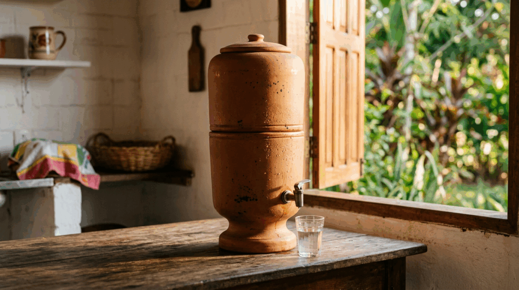 O utensílio rústico que filtrava a água na cozinha dos nossos avós e está voltando a ser tendência nas casas modernas porque a ciência comprovou sua pureza