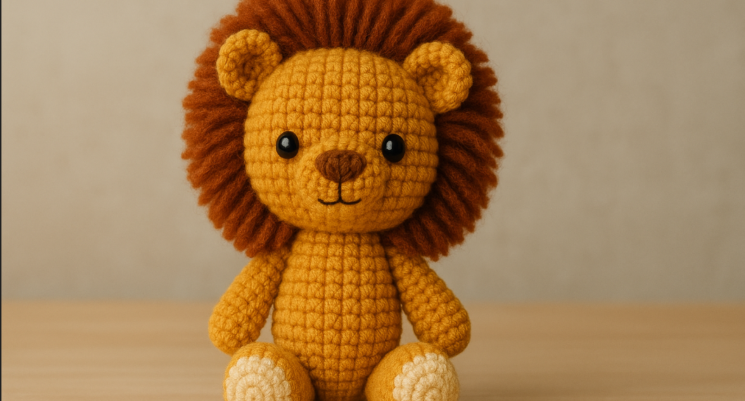 Este leãozinho de crochê é feito à mão e vira presente personalizado único