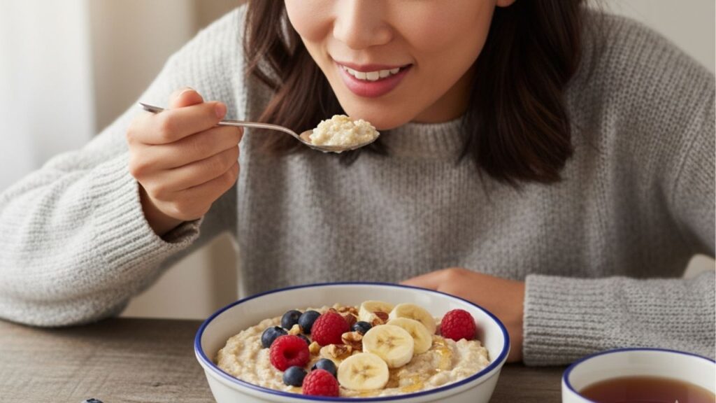 Como fazer mingau de aveia cremoso com frutas no micro-ondas