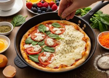 Pizza de frigideira para o café da manhã pronta em 5 minutos